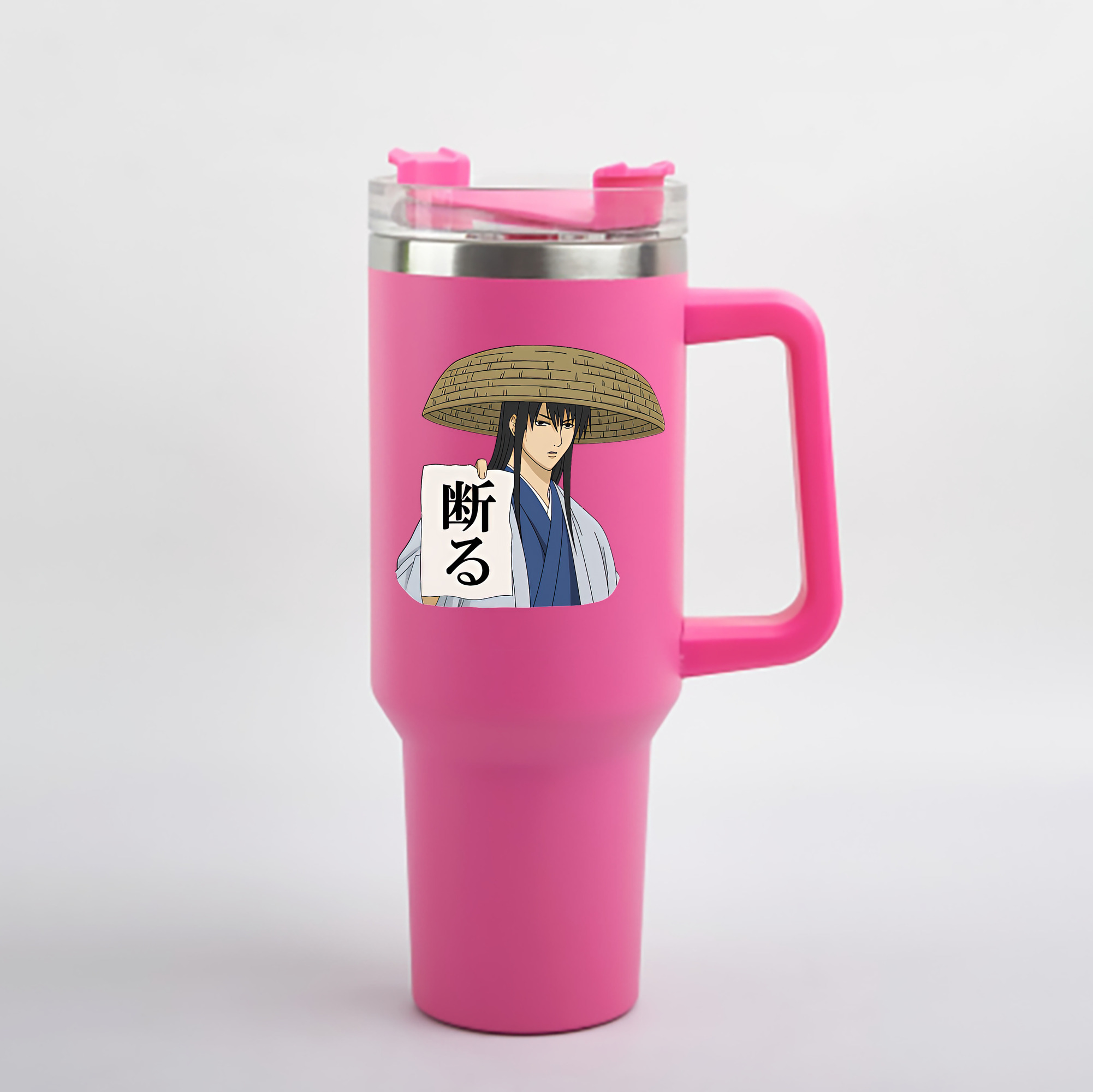 （画像用） ぎんたま 坂田銀時（さかたぎんとき） 神楽 志村新八（しむら しんぱち） GINTAMA Sakata Gintoki Kagura Shimura Shinpachi 1200mL車用タンブラー - クリスタルステッカー（プラスチックストロー付き）